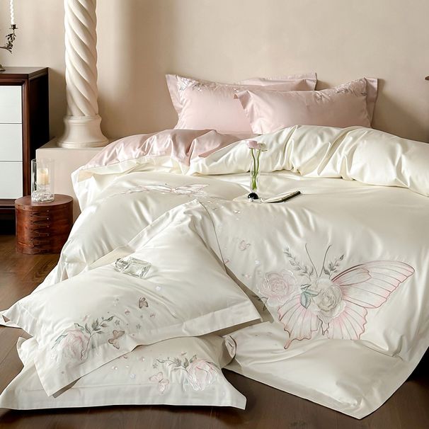 Wholesale INS Fresh Princess Style Pure 80s Long Staple Embroidered Bow Four-Piece All Cotton 4-Piece Set_maomaolike.com
