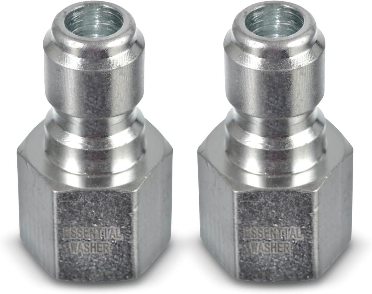 ESSENTIAL WASHER Plated Steel 3/8" Female Quick Connect Fittings Pressure Washer - Pressure Washer Plugs, 4200 PSI, 2 Pack_maomaolike.com