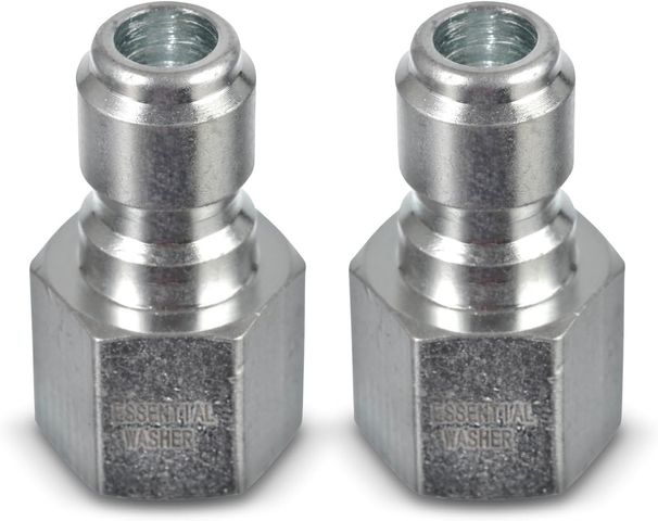 ESSENTIAL WASHER Plated Steel 3/8" Female Quick Connect Fittings Pressure Washer - Pressure Washer Plugs, 4200 PSI, 2 Pack_maomaolike.com