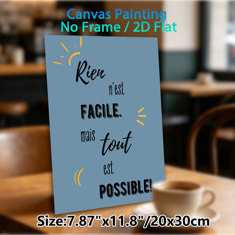 French Inspirational Quote Painting Poster, Soft Blue Minimalist Typography Poster, Uplifting Motivational Message To Boost Mood, Ideal For Home_maomaolike.com