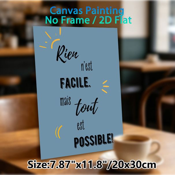 French Inspirational Quote Painting Poster, Soft Blue Minimalist Typography Poster, Uplifting Motivational Message To Boost Mood, Ideal For Home_maomaolike.com