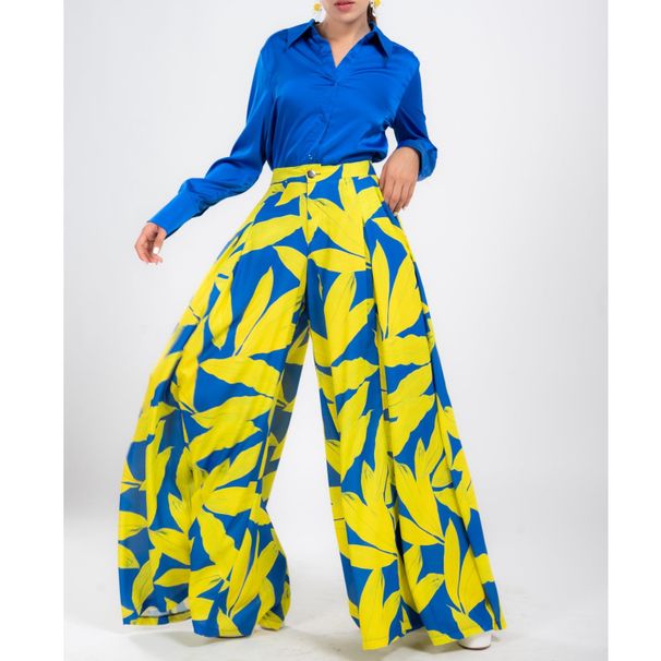 Women's Clothing new loose large size temperament printed shirt top wide-leg pants suit_maomaolike.com