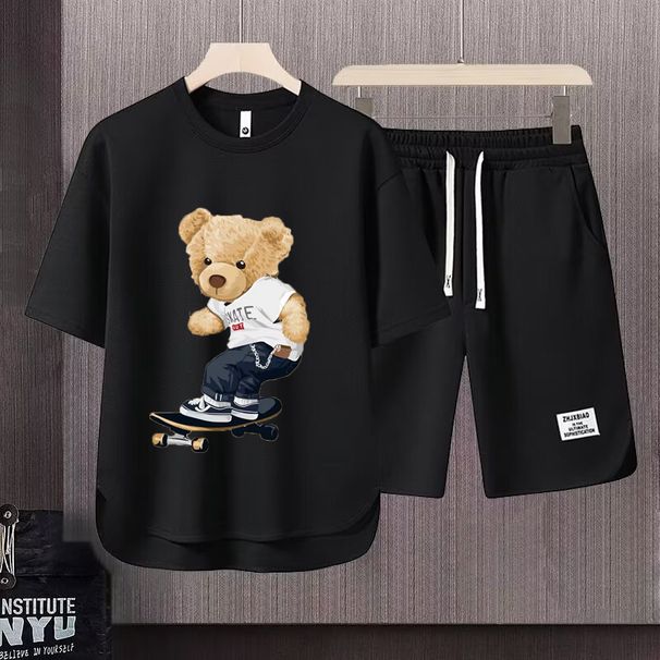 Men's Clothing 2024 Waffle Casual Summer Suit Men's Loose Teen Short sleeved T shirt Shorts Handsome Two piece Suit_maomaolike.com