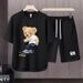 Men's Clothing 2024 Waffle Casual Summer Suit Men's Loose Teen Short sleeved T shirt Shorts Handsome Two piece Suit_maomaolike.com