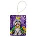Tibetan Terrier King Of Mardi Gras Porcelain Ornament Christmas Tree Hanging Decorations For Home Christmas Holiday, Rectangle, Gift, Multicolor_maomaolike.com