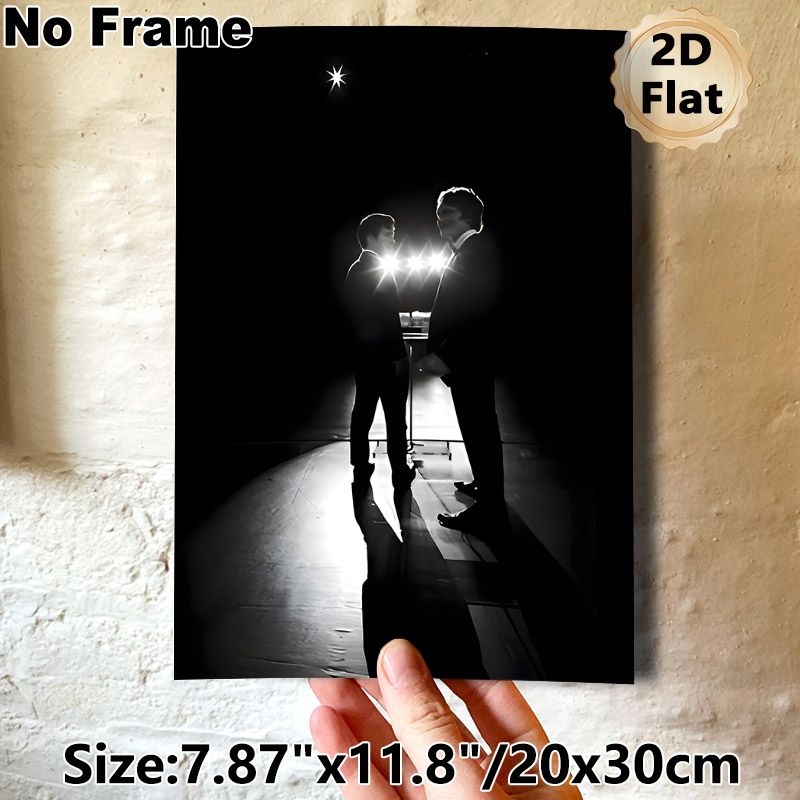 Nighttime Formal Men Silhouette Painting Poster, Monochrome Dramatic Backlit Scene Poster, Atmospheric Stylish Wall Decor For Living Room, Office_maomaolike.com