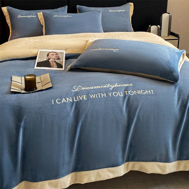Winter Double-Sided Thickened Milk Velvet Bedding Four-Piece With Quilt Cover And Coral Fleece Bed Sheet Three-Piece Set_maomaolike.com