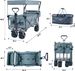 Collapsible Wagon Heavy Duty Folding Wagon Cart With Removable Canopy, 4" Wide Large All Terrain Wheels, Brake, Adjustable Handles,Cooler Bag Utility Carts For Outdoor Garden Beach_maomaolike.com