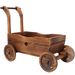 Wooden Wagon Planter Box, Mobile Garden Planter With 4 Wheels, Handle, Drain Hole, Decorative Flower Planter For Indoor & Outdoor Decor, Wooden Flower Cart For Patio, Garden, Balcony, Brown_maomaolike.com