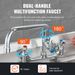 VEVOR Commercial Faucet With Pre-Rinse Sprayer, 44" Height, 8" Center, 12" Swing Spout, Wall Mount Kitchen Sink Faucet, Brass Constructed Device With Pull Down Spray, For 1/2/3 Compartment Sink_maomaolike.com