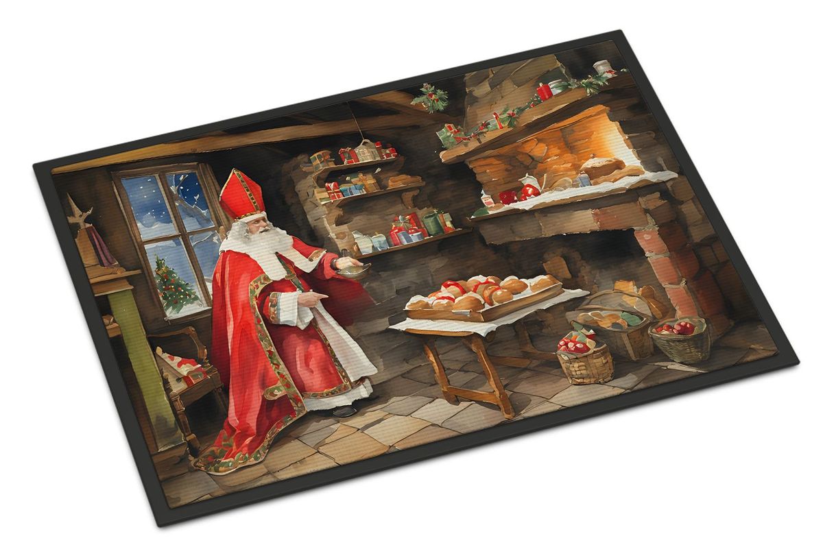 Cookies With Santa Claus Sinterklaas Doormat Front Door Mat Indoor Outdoor Rugs For Entryway, Non Slip Washable Low Pile, 24H X 36W_maomaolike.com