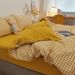 Good Quality Japanese Style Fresh Washable Cotton Four-Piece Bed Sheet Duvet Cover Bedding Plaid Three-Piece Set Universal For Stu_maomaolike.com