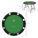 Poker Table Foldable 47" Round Casino Folding Game Table For 8 Players With Cup Holders, Green_maomaolike.com