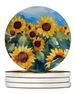 Sunflowers In Watercolor Large Sandstone Coasters Pack Of 4 Absorbent Round Coasters Decor Gifts For Men Or Women, 4 In, Multicolor_maomaolike.com