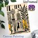 Moroccan Architecture Painting Poster, Vibrant Bohemian-style Moroccan Archway With Stained Glass & Desert Plants Poster, Exotic Cultural Decor Ideal_maomaolike.com