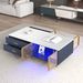 Modern Coffee Table With 2 Glass Door Storage, 4 Drawers, Gold Metal Legs, And Multi-Color Lighting In 47.2''_maomaolike.com