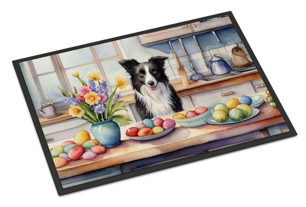 Decorating Easter Border Collie Doormat Front Door Mat Indoor Outdoor Rugs For Entryway, Non Slip Washable Low Pile, 24H X 36W_maomaolike.com