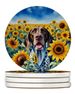 German Shorthaired Pointer In Sunflowers Large Sandstone Coasters Pack Of 4 Absorbent Round Coasters Decor Gifts For Men Or Women, 4 In, Multicolor_maomaolike.com