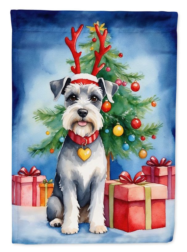 Schnauzer Christmas Reindeer House Flag Large Porch Sleeve Pole Decorative Outside Yard Banner Artwork Wall Hanging, Polyester, House Size, Multicolor_maomaolike.com