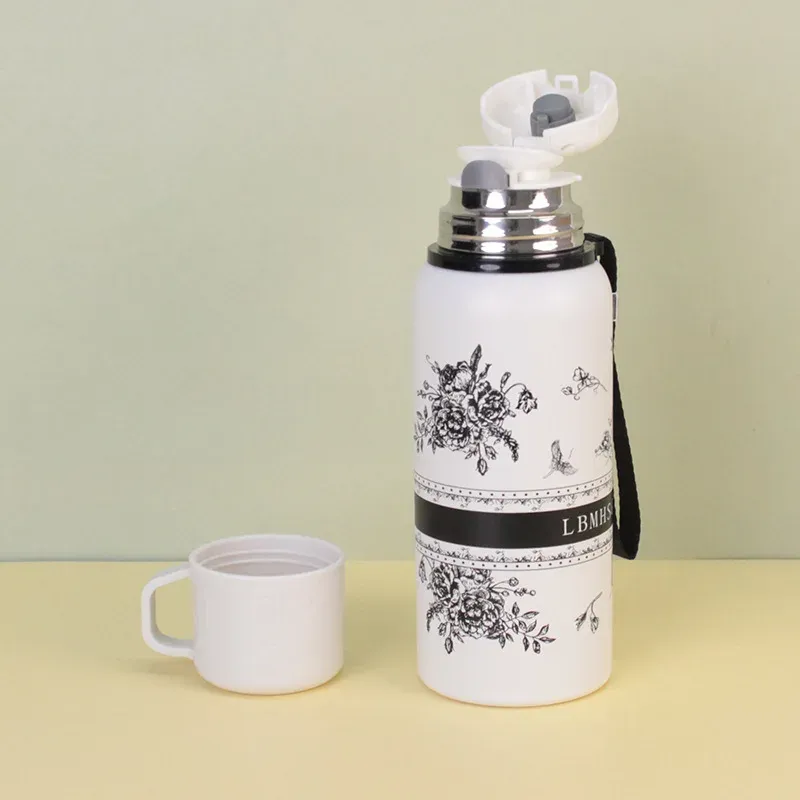 Portable Stainless Steel Gardenia Thermos Cup With Tea Drain Large-capacity Sport Kettle Making Tea,Great For Outdoor_maomaolike.com