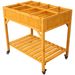 Elevated 8 Pocket Herb Garden Bed, Mobile Raised Customizable Wood Planter For Herbs, Vegetables, Flowers W/ Lockable Wheels, Storage Shelf, Drainage Holes_maomaolike.com