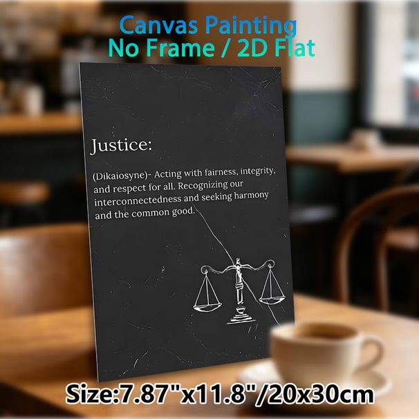 Justice Themed Painting Poster, Minimalist Black & White Typographic Poster With Scale Graphic, Conveys Fairness And Integrity Values, Ideal For Law_maomaolike.com