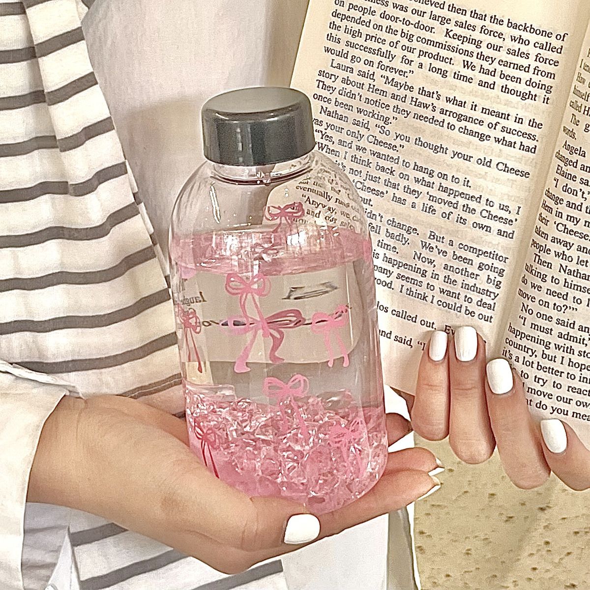 600ML Cute Bow Plastic Bottle Leak-Proof Juice Portable Milk Coffee Mug Outdoor Drinking Cup Kitchen Water Cups_maomaolike.com
