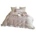 Girlish Pink All-Cotton Long-Staple Four-Piece With Beautiful Embroidered Floral Pure Cotton Ruffled Bedding Set_maomaolike.com