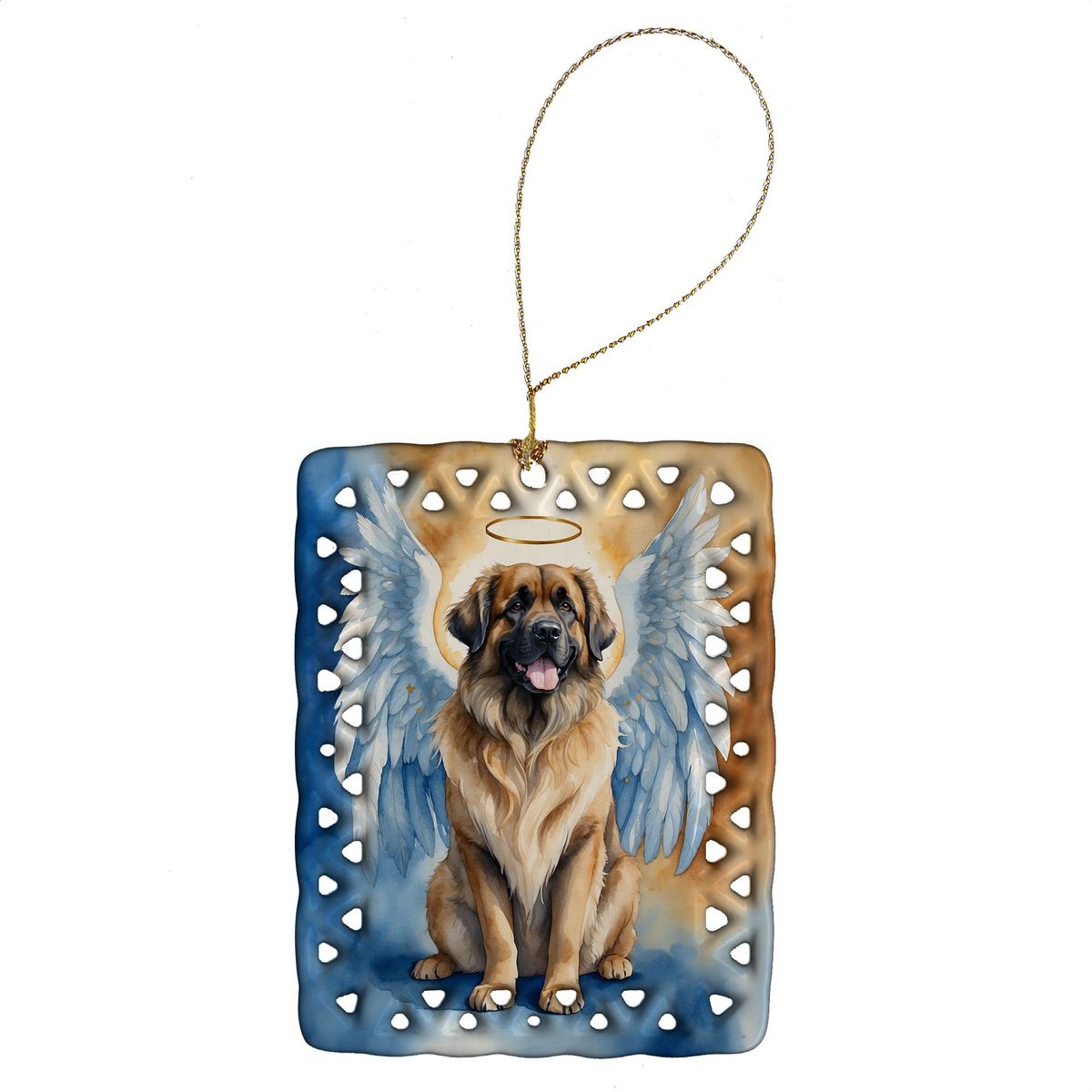 Leonberger My Angel Porcelain Ornament Christmas Tree Hanging Decorations For Home Christmas Holiday, Rectangle, Gift, Multicolor_maomaolike.com