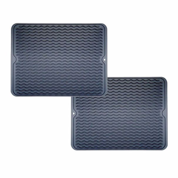 2Pcs Large Kitchen Silicone Dish Mats Heat Resistant Dry Mats 16 X 12 Inch_maomaolike.com