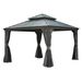 12 X 12 Hardtop Gazebo, Upgraded Metal Gazebo With Drainage System, Dual-Layer Galvanized Steel Roof, Curtain And Netting, Outdoor Shelter Canopy For Patio, Garden, And Backyard, Grey_maomaolike.com