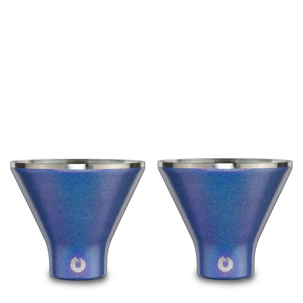 Stainless Steel Martini Glass, Set Of 2 - Shimmer Blue_maomaolike.com