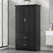 Tall Bathroom Storage Cabinet, Cabinet With Two Doors And Drawers, Adjustable Shelf, MDF Board_maomaolike.com