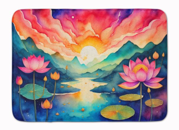 Lotus In Color Memory Foam Kitchen Mat Machine Washable Anti-Fatigue Mat Cushion Comfort Bath Mat Or Kitchen Rug_maomaolike.com