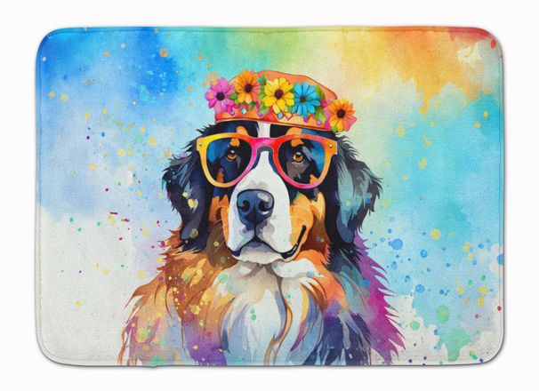 Bernese Mountain Dog Hippie Dawg Memory Foam Kitchen Mat Machine Washable Anti-Fatigue Mat Cushion Comfort Bath Mat Or Kitchen Rug_maomaolike.com