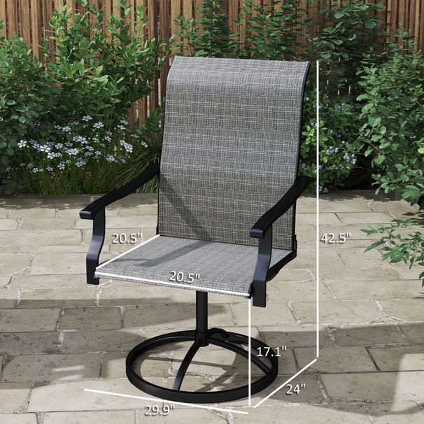 Patio Swivel Chairs Set Of 2, High Back Patio Dining Chairs With All-Weather Mesh For Backyard, Lawn, Garden, Gray_maomaolike.com