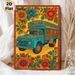 Bohemian Floral Truck Painting Poster, Vibrant Ethnic-style Decorated Truck With Bold Blooming Flowers Poster, Eye-catching Folk Art Design Ideal For_maomaolike.com