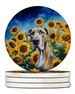 Great Dane In Sunflowers Large Sandstone Coasters Pack Of 4 Absorbent Round Coasters Decor Gifts For Men Or Women, 4 In, Multicolor_maomaolike.com