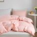 Bedding Sets Three Piece Set Solid Color Washed Cotton Ball Quilt Cover Set_maomaolike.com