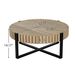 Round Coffee Table, Handcraft Drum Coffee Table With Gear Design & Cross Metal Base, Wood Grain MDF Top, 31.5 Modern Compact Coffee Table For Living Room Apartment_maomaolike.com