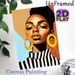 African Woman Portrait Painting Poster, Vibrant Stylized Artistic Poster, Bold Elegant Portrait With Large Gold Hoop Earrings, Chic Striped Top_maomaolike.com