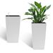 Indoor/Outdoor Modern Rattan Design Square Planter, 22.6 Inch White Plastic Large Planter With Automatic Watering System For Home And Garden (White, 22.6 Inch - 2 Pack)_maomaolike.com
