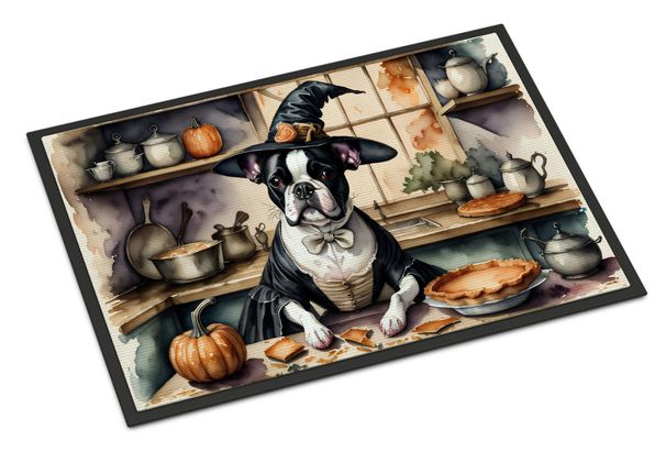 Boston Terrier Fall Kitchen Pumpkins Doormat Front Door Mat Indoor Outdoor Rugs For Entryway, Non Slip Washable Low Pile, 24H X 36W_maomaolike.com