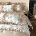 Vintage Style French Four-Piece Set Floral Print Pure Cotton Ruffled Edge Duvet Cover Bed Sheet 1.8m Bedding_maomaolike.com