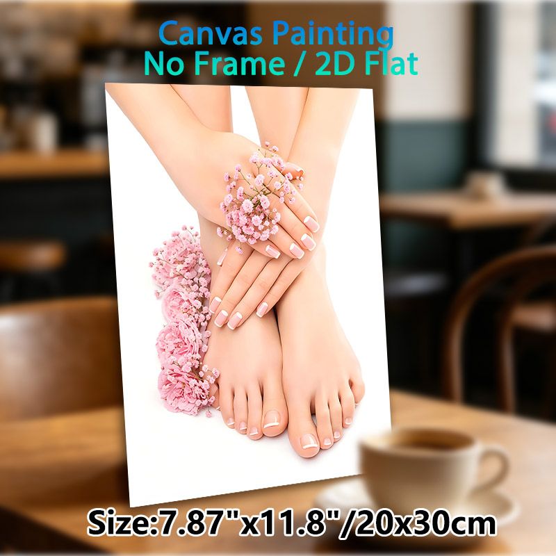Manicure & Pedicure Themed Painting Poster, Soft-toned Elegant Floral Beauty Scene Poster, Gentle Soothing Decor Ideal For Beauty Salon, Spa And_maomaolike.com