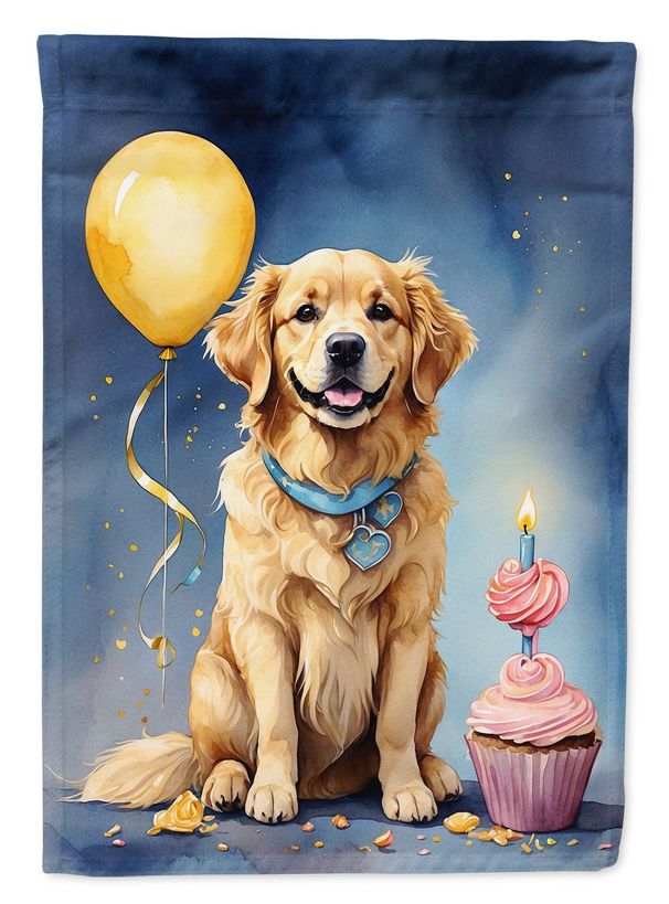 Golden Retriever Happy Birthday Garden Flag Mailbox Flag Decorative Yard Flag Banner Outside Patio Artwork Yard Flower Beds, Garden Size, Multicolor_maomaolike.com