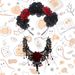 2pcs New Halloween Set Dark Lace Rose Necklace Horror Skull Hair Accessories Set COS Headwear_maomaolike.com
