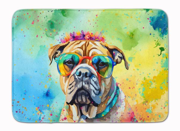 Bullmastiff Hippie Dawg Memory Foam Kitchen Mat Machine Washable Anti-Fatigue Mat Cushion Comfort Bath Mat Or Kitchen Rug_maomaolike.com