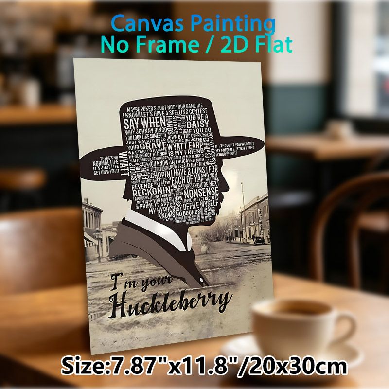 Western Cowboy Quote Painting Poster, Vintage Typographic Silhouette Poster, Nostalgic Classic Western Movie Quotes Design With Retro Town Backdrop_maomaolike.com