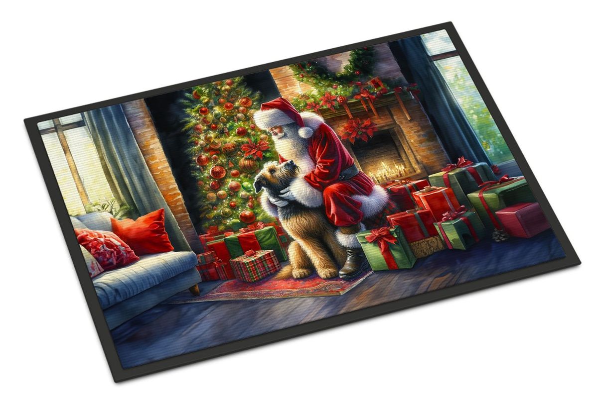 Irish Wolfhound And Santa Claus Doormat Front Door Mat Indoor Outdoor Rugs For Entryway, Non Slip Washable Low Pile, 24H X 36W_maomaolike.com